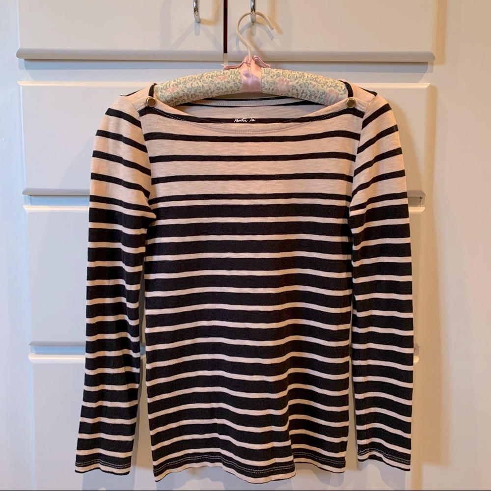 J. Crew | Striped Boatneck Long Sleeve Painter T
